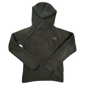 Women’s The North Face size XS pullover hooded jacket black white logo fluffy